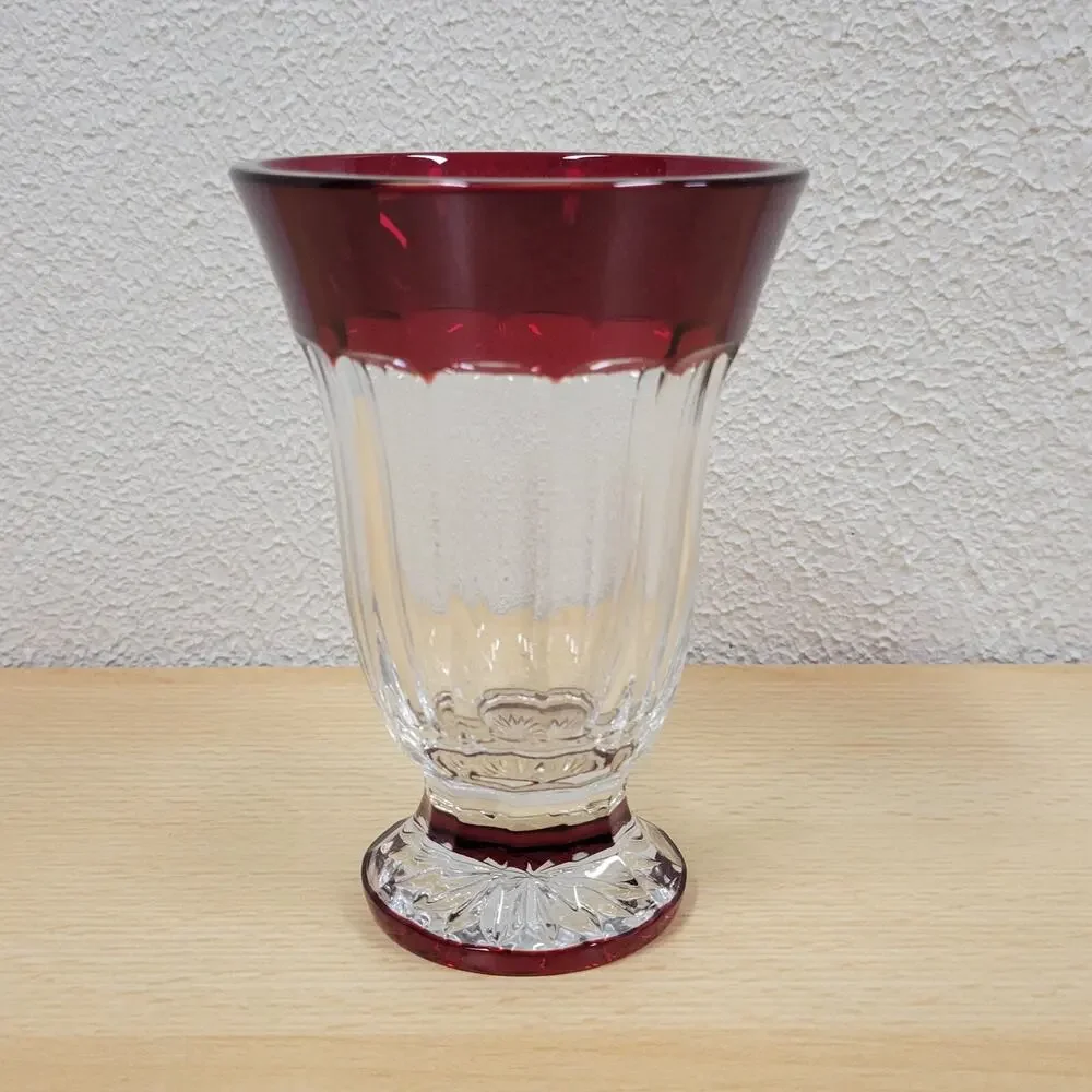 RARE Waterford Crystal SIMPLY RED (2003-2004) Fluted Footed Vase 5